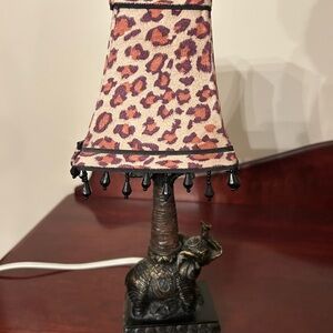 Leopard Print Elephant Lamp with Black Accents
